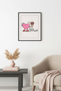 Doğal Ahşap Çerçeveli Retro Kalp Tablo - Self Love Pembe | huhu2492