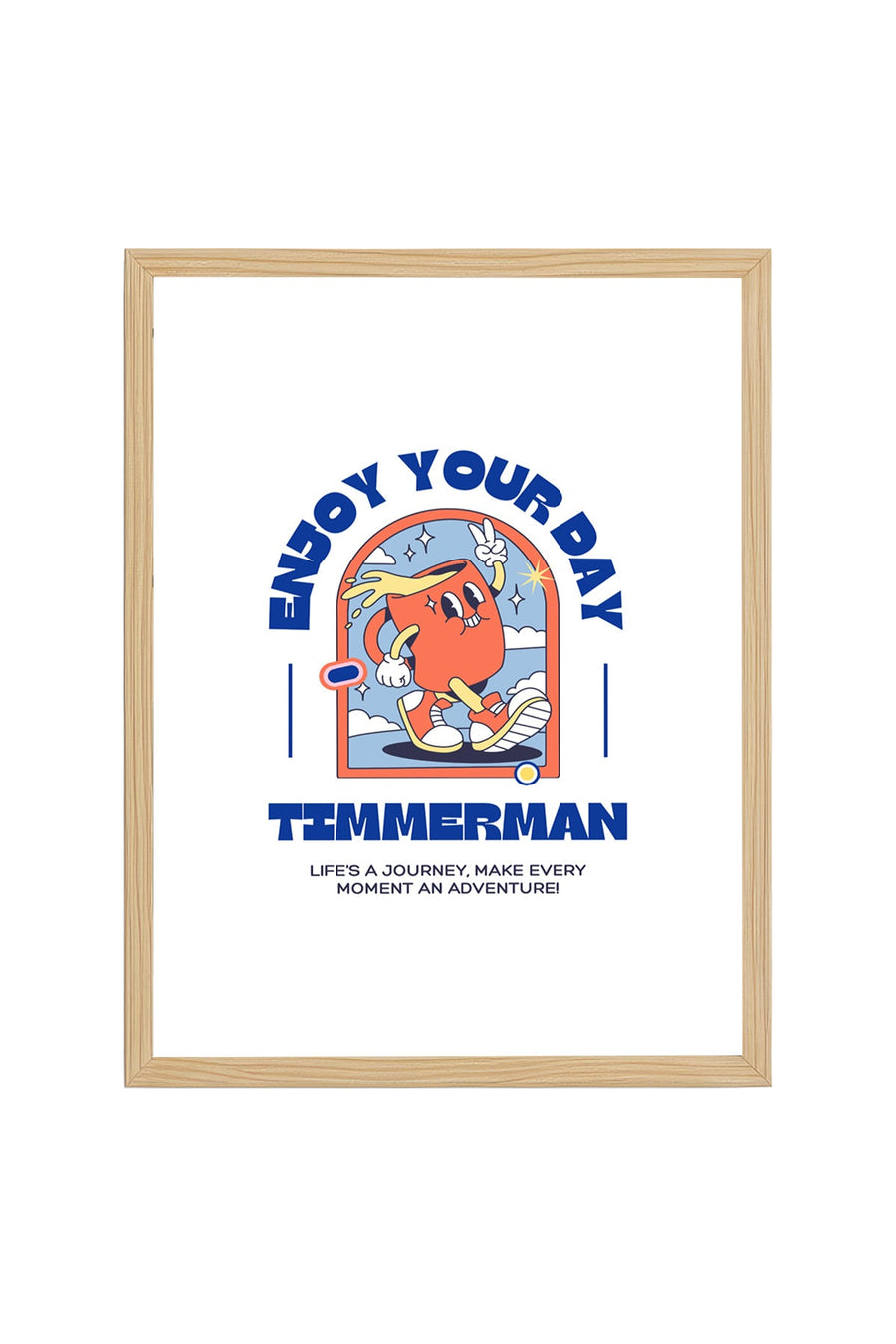 Doğal Ahşap Çerçeveli Retro Pop Art Tablo - Enjoy Your Day Motivasyon | huhu2503