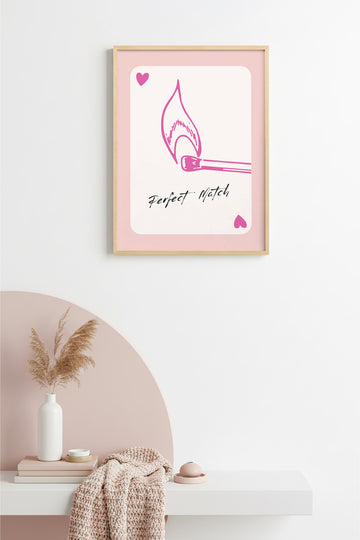 Doğal Ahşap Çerçeveli Retro Tablo - Minimal Alev Tasarım | huhu2512