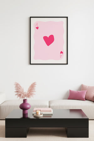 Doğal Ahşap Çerçeveli Retro Kalp Tablo - Romantik Minimalist Desen | huhu2515