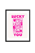 Doğal Ahşap Çerçeveli Retro Pop Art Tablo - Lucky You Kalp Tasarımı | huhu2528