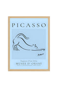 Doğal Ahşap Çerçeveli Line Art Kedi Tablo - Picasso Tarzı Minimalist | huhu2533