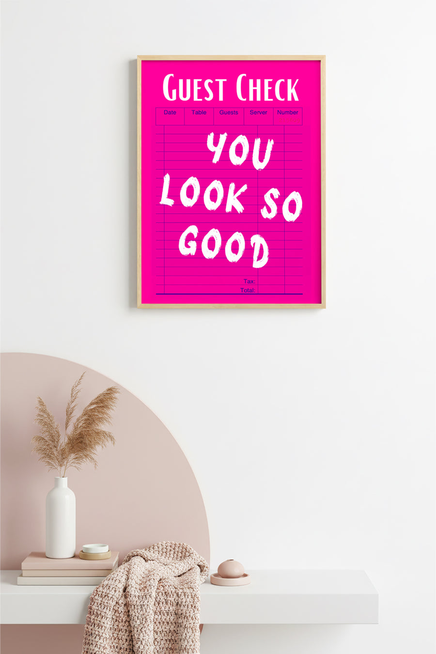 Doğal Ahşap Çerçeveli Retro Pop Art Tablo - You Look So Good Yazı | huhu2537