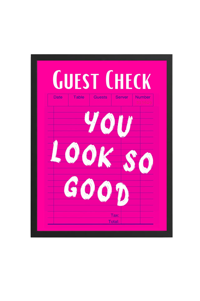 Doğal Ahşap Çerçeveli Retro Pop Art Tablo - You Look So Good Yazı | huhu2537