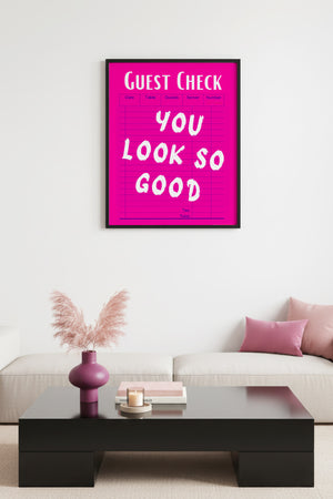 Doğal Ahşap Çerçeveli Retro Pop Art Tablo - You Look So Good Yazı | huhu2537