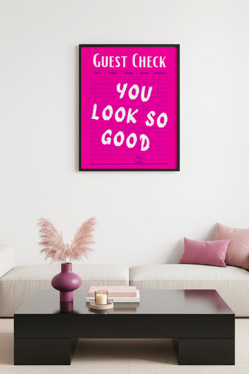 Doğal Ahşap Çerçeveli Retro Pop Art Tablo - You Look So Good Yazı | huhu2537
