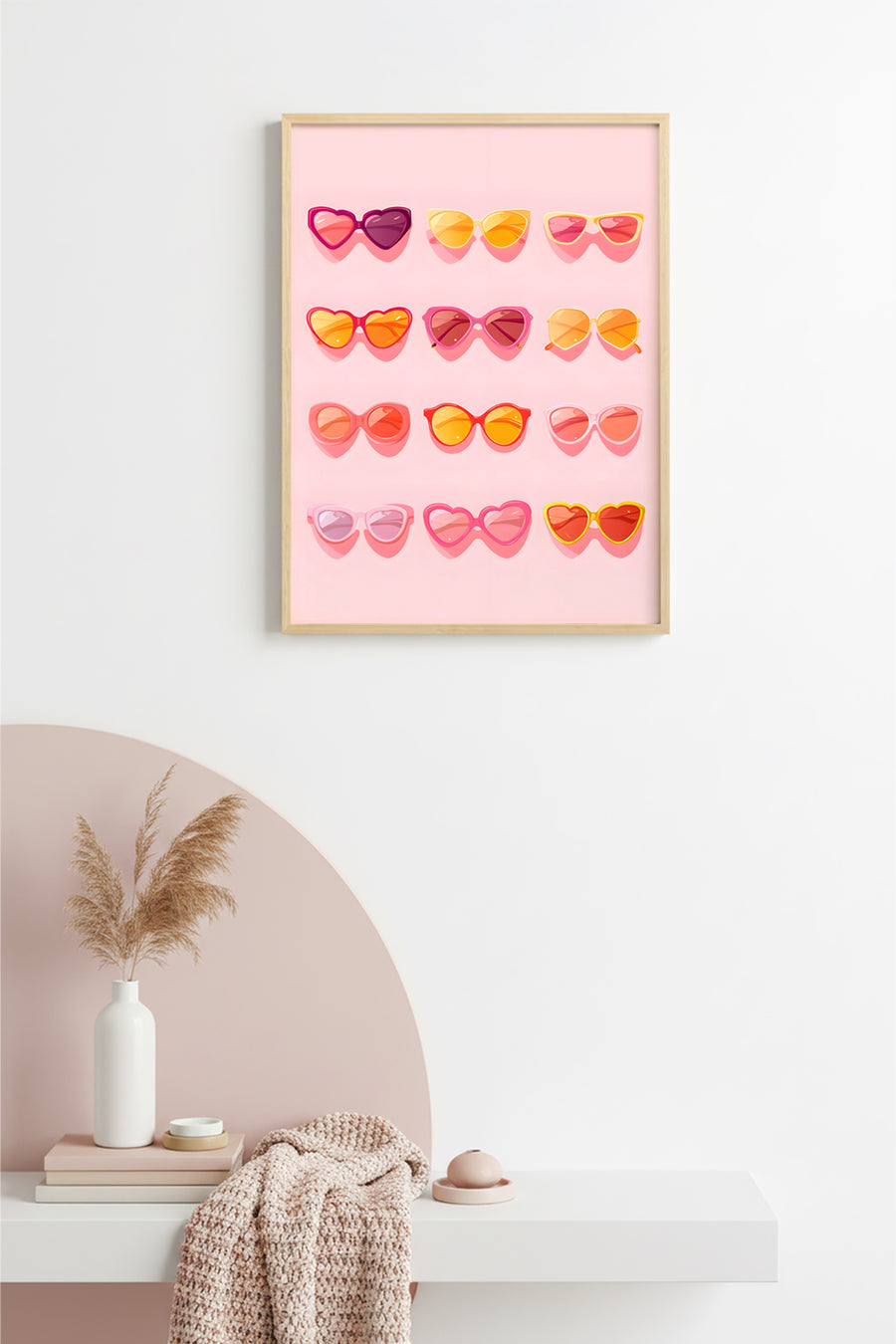 Doğal Ahşap Çerçeveli Retro Pop Art Gözlük - Pastel ve Canlı Tonlar | huhu2543