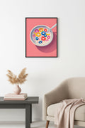 Doğal Ahşap Çerçeveli Retro Tablo - Canlı Pop Art Desenleri | huhu2552
