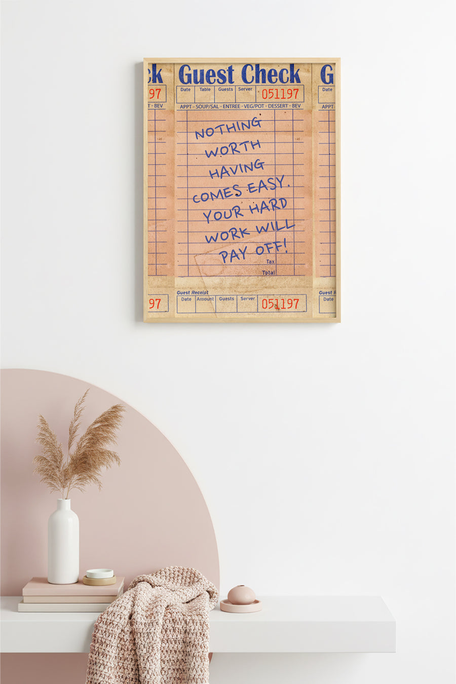 Doğal Ahşap Çerçeveli Vintage Retro Tablo - Motivasyonel Sözlü Diner Check | huhu2570