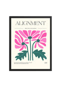 Doğal Ahşap Çerçeveli Floral Tablo - Retro Pembe Çiçek Desenli Poster | huhu2573