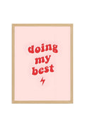 Doğal Ahşap Çerçeveli Retro Slogan Tablo - Doing My Best Motivasyonel | huhu2574