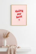 Doğal Ahşap Çerçeveli Retro Slogan Tablo - Doing My Best Motivasyonel | huhu2574