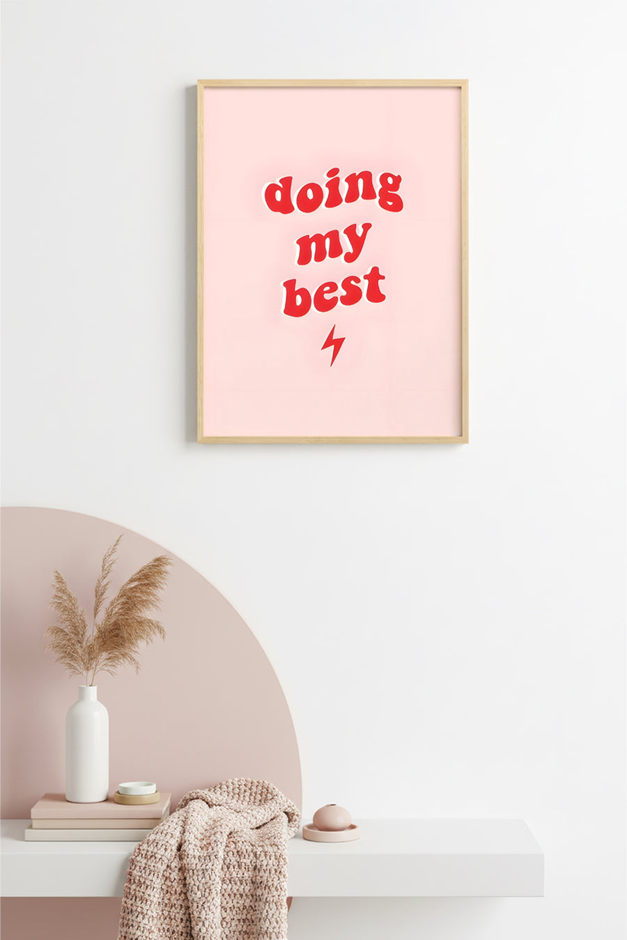 Doğal Ahşap Çerçeveli Retro Slogan Tablo - Doing My Best Motivasyonel | huhu2574