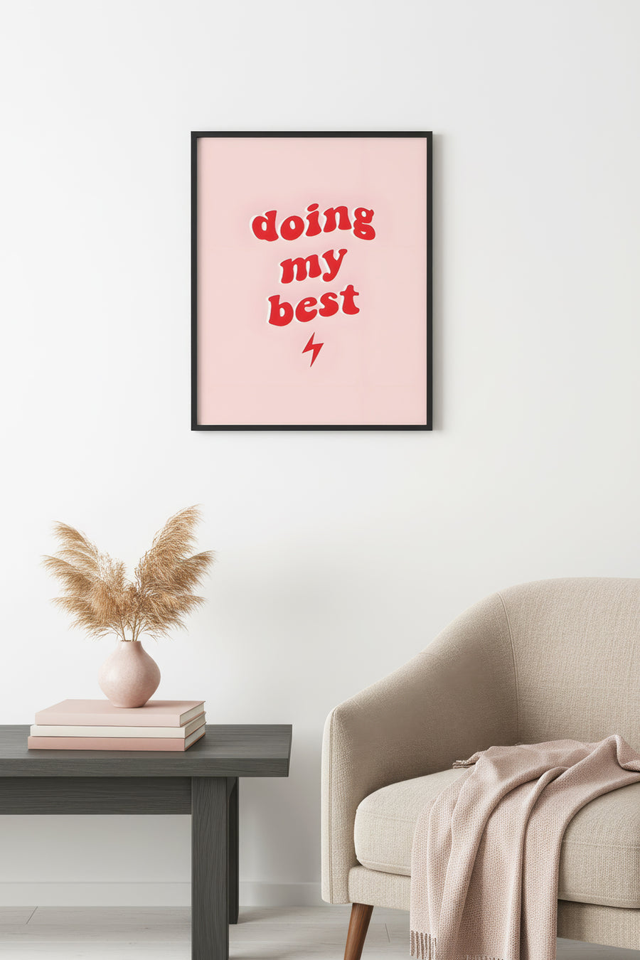 Doğal Ahşap Çerçeveli Retro Slogan Tablo - Doing My Best Motivasyonel | huhu2574