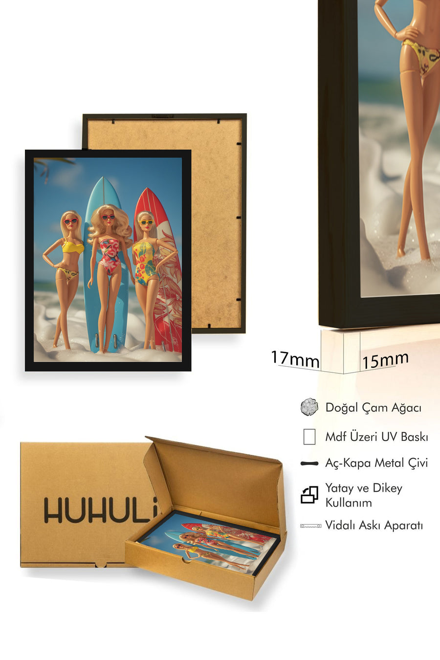 Doğal Ahşap Çerçeveli Retro Tablo - Vintage Dekor | huhu2580