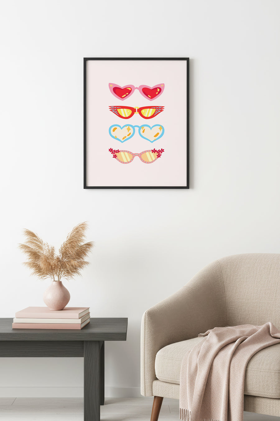 Doğal Ahşap Çerçeveli Retro Tablo - Pastel Renkli Koleksiyon | huhu2588