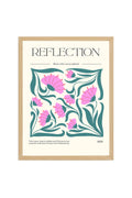 Doğal Ahşap Çerçeveli Retro Floral Desenli Tablo - Pembe Tonlar | huhu2592