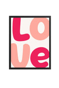 Doğal Ahşap Çerçeveli Pop Art Love Yazılı Tablo - Retro Pembe Tonlar | huhu2598
