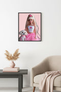 Doğal Ahşap Çerçeveli Retro Kalpli Tablo - Pembe Tonlar | huhu2606