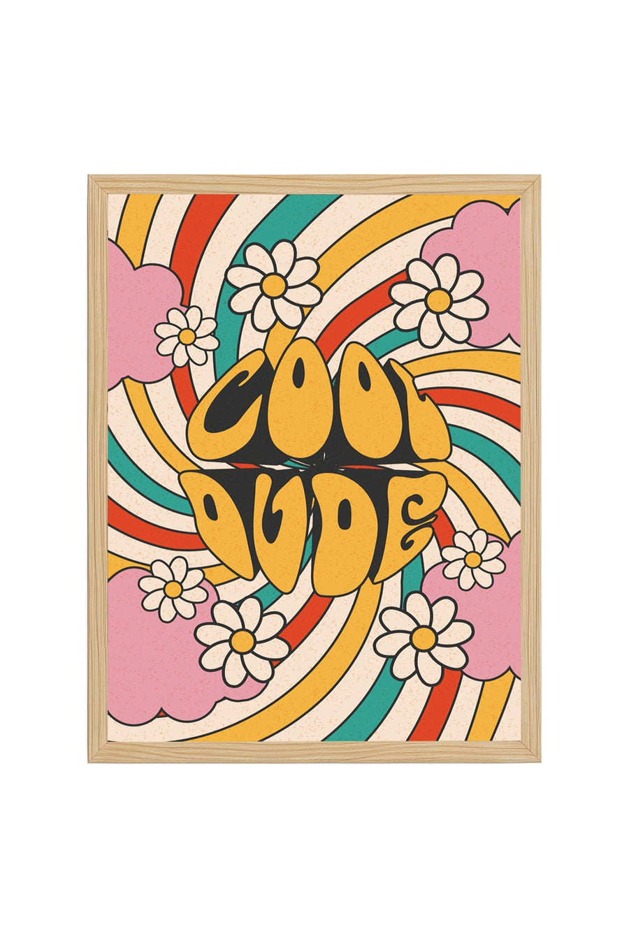Doğal Ahşap Çerçeveli Retro Pop Art Tablo - Cool Dude | huhu2608