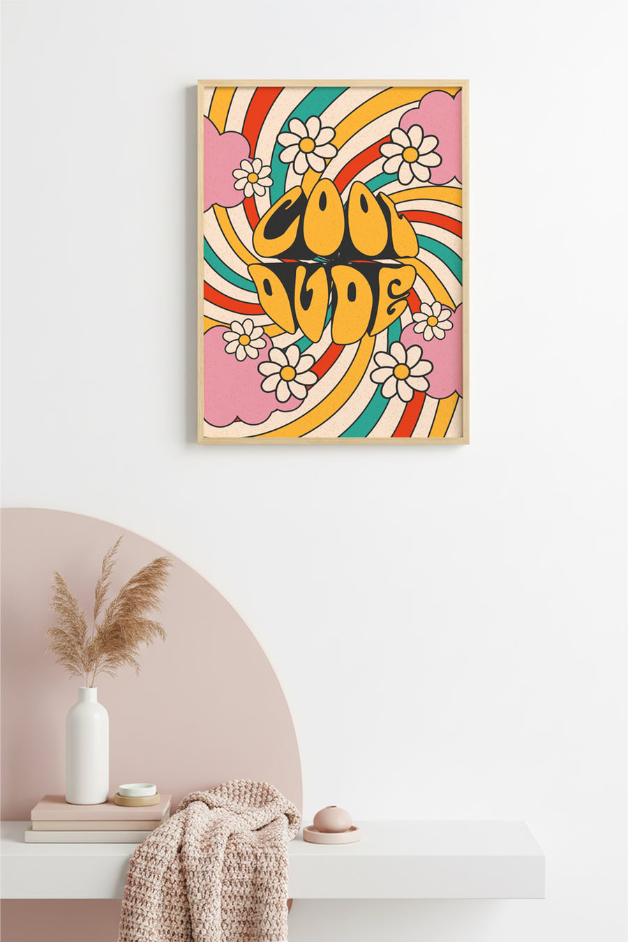 Doğal Ahşap Çerçeveli Retro Pop Art Tablo - Cool Dude | huhu2608