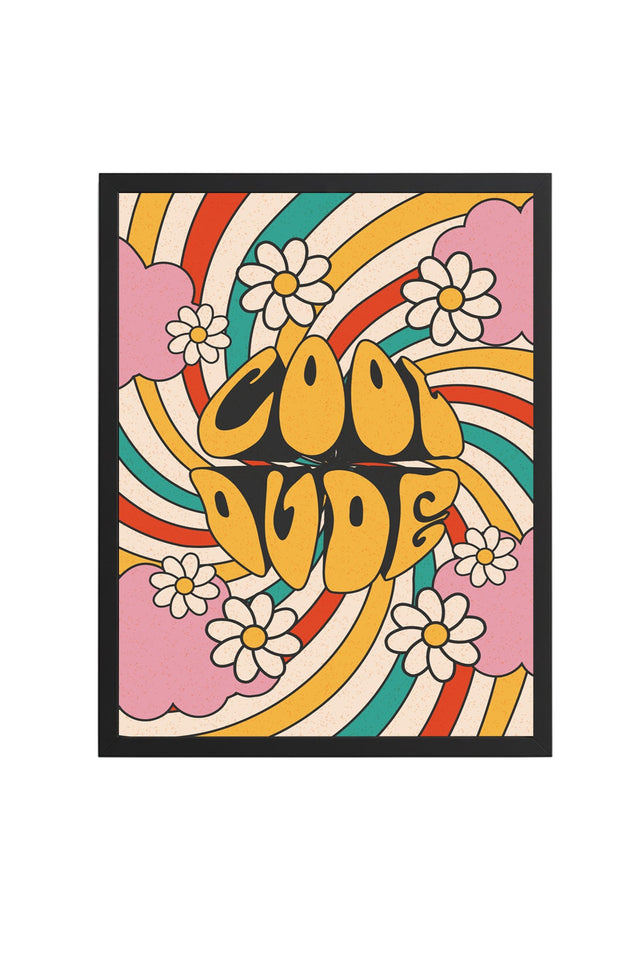 Doğal Ahşap Çerçeveli Retro Pop Art Tablo - Cool Dude | huhu2608