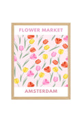 Doğal Ahşap Çerçeveli Pastel Bahar Çiçekli Tulip Tablo - Vintage Desen | huhu2610