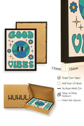 Doğal Ahşap Çerçeveli Pop Art Dünya Tablo - Good Vibes Retro | huhu2613