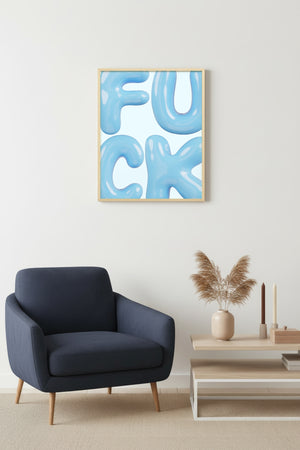 Doğal Ahşap Çerçeveli Retro Tablo - FUCK Yazılı Pop Art | huhu2624