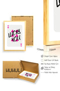 Doğal Ahşap Çerçeveli Retro Tablo - Pembe Kaligrafi Lucky You Duvar Dekoru | huhu2628