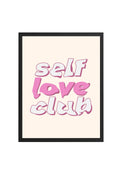Doğal Ahşap Çerçeveli Retro Tablo - Self Love Club Pembe Tonlar | huhu2643