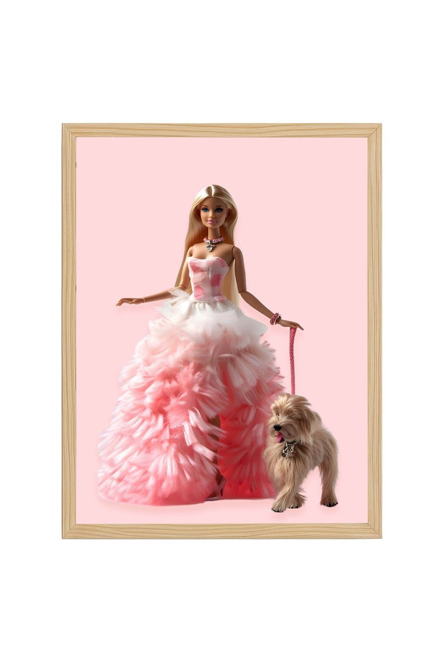 Doğal Ahşap Çerçeveli Retro Tablo - Pembe Vintage Stil | huhu2649