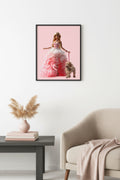 Doğal Ahşap Çerçeveli Retro Tablo - Pembe Vintage Stil | huhu2649