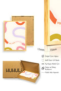 Doğal Ahşap Çerçeveli Retro Abstract Tablo - Pastel Tonlarda Soyut Desen | huhu2663