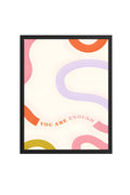 Doğal Ahşap Çerçeveli Retro Abstract Tablo - Pastel Tonlarda Soyut Desen | huhu2663