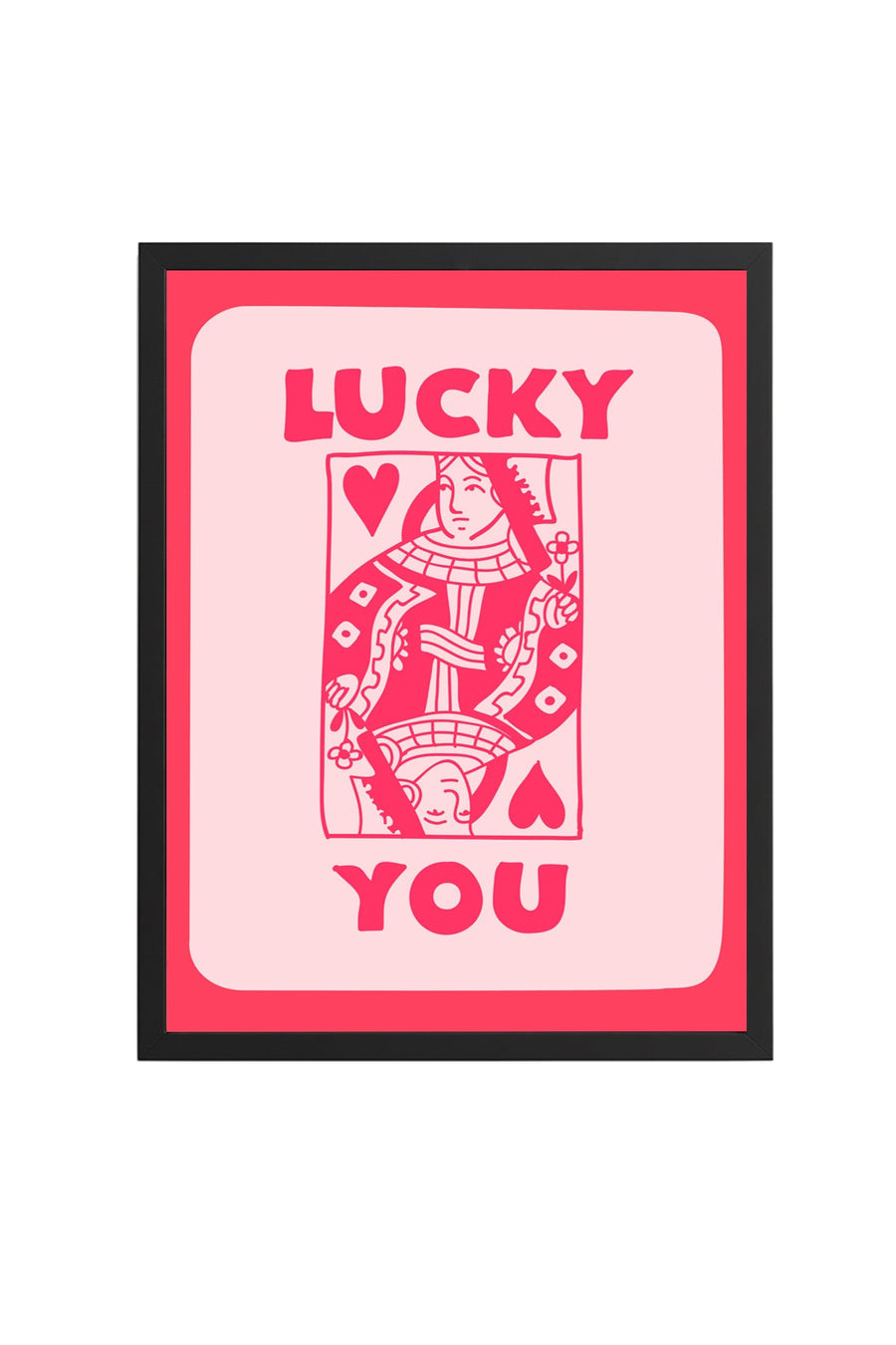 Doğal Ahşap Çerçeveli Retro Pop Art Tablo - Lucky You Kadın İllüstrasyonu | huhu2681