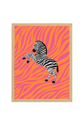 Doğal Ahşap Çerçeveli Retro Zebra Tablo - Canlı Desenli Hayvan Figürü | huhu2692