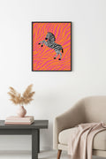 Doğal Ahşap Çerçeveli Retro Zebra Tablo - Canlı Desenli Hayvan Figürü | huhu2692