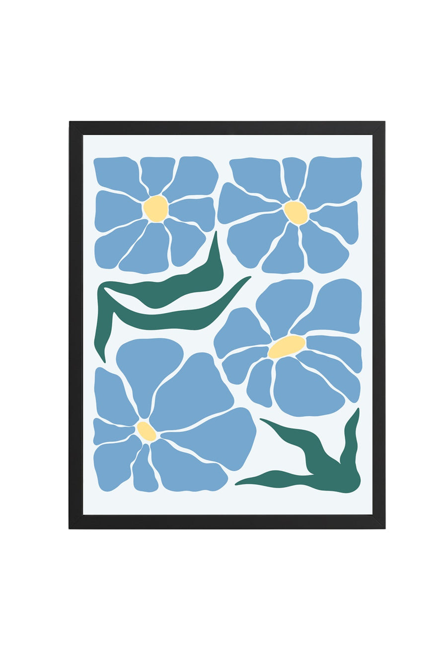Doğal Ahşap Çerçeveli Retro Floral Tablo - Pastel Çiçek Desenli | huhu2694