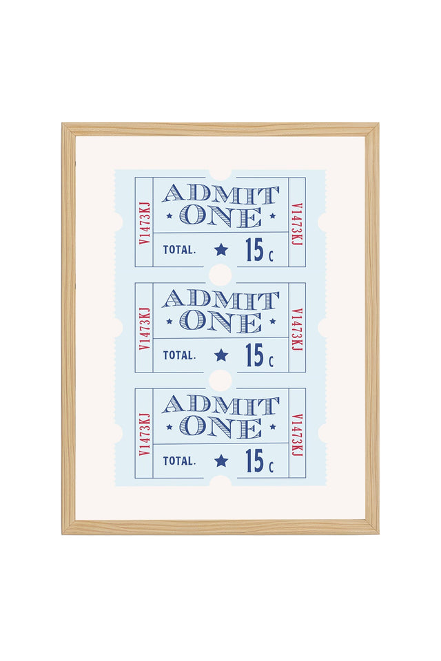 Doğal Ahşap Çerçeveli Retro Tablo - Admit One Vintage Stil | huhu2696