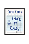 Doğal Ahşap Çerçeveli Retro Tablo - Take It Easy Doodle Smiley | huhu2703