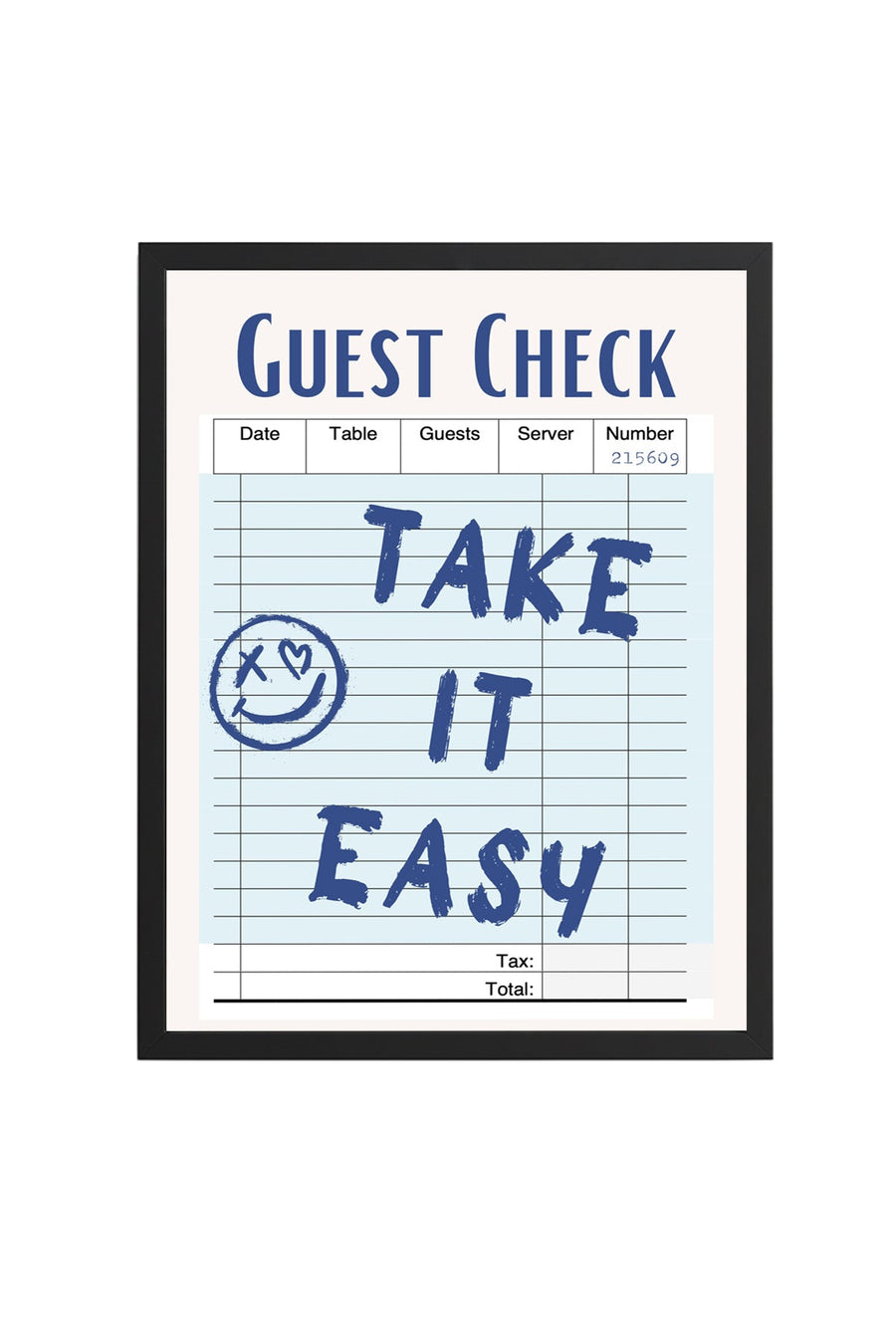 Doğal Ahşap Çerçeveli Retro Tablo - Take It Easy Doodle Smiley | huhu2703