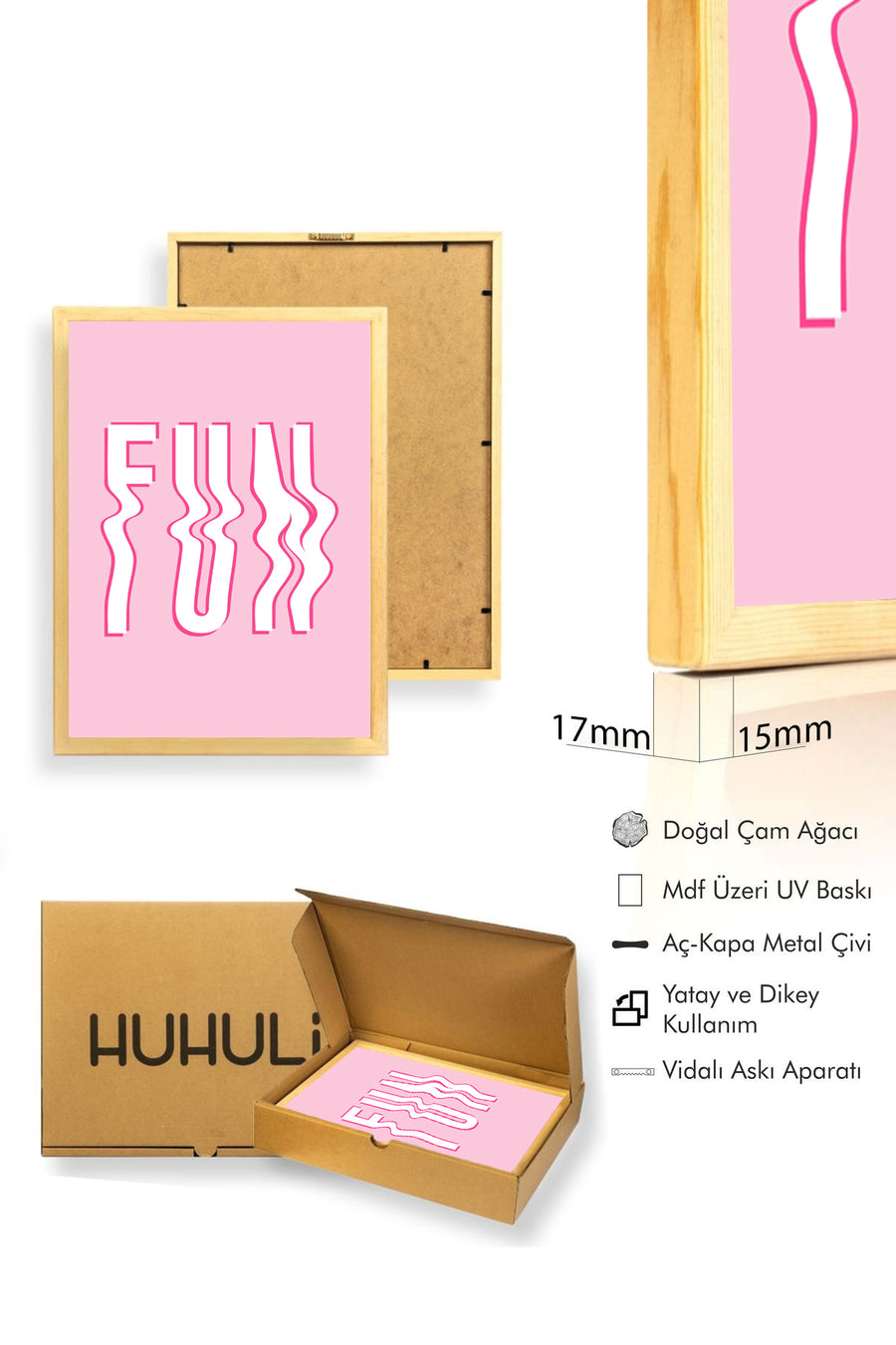 Doğal Ahşap Çerçeveli Retro Funky Tablo - Groovy Yazı Sanatı | huhu2710