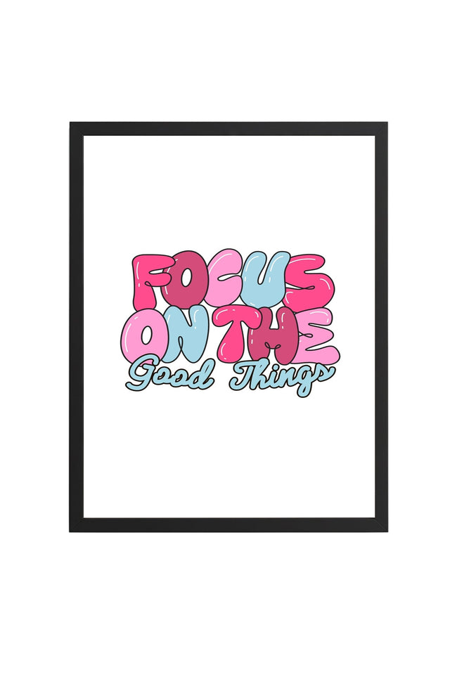 Doğal Ahşap Çerçeveli Pop Art Tablo - Focus On The Good Things Retro Desen | huhu2716