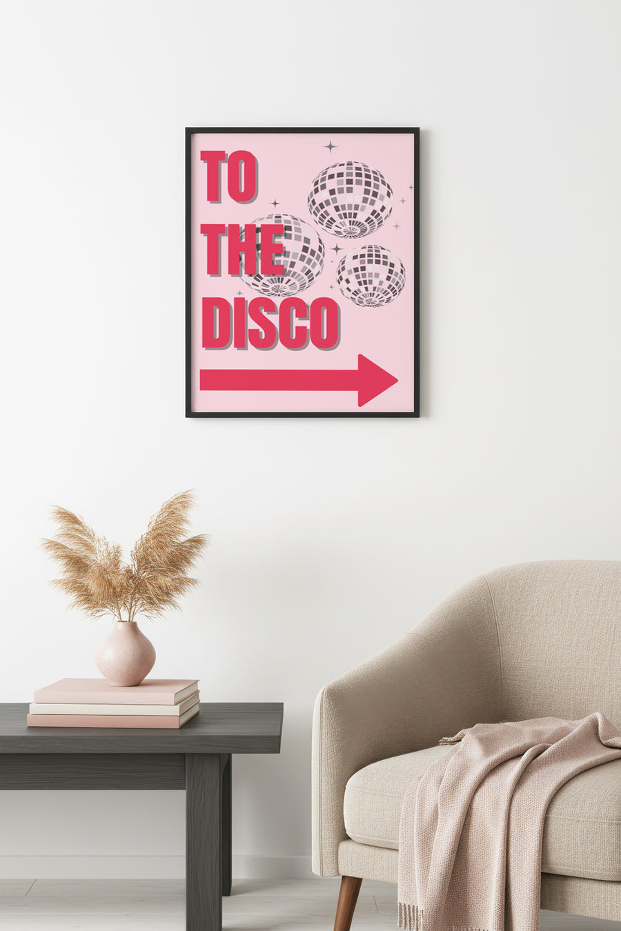 Doğal Ahşap Çerçeveli Retro Disco Tablo - Parti Temalı Dekorasyon | huhu2719