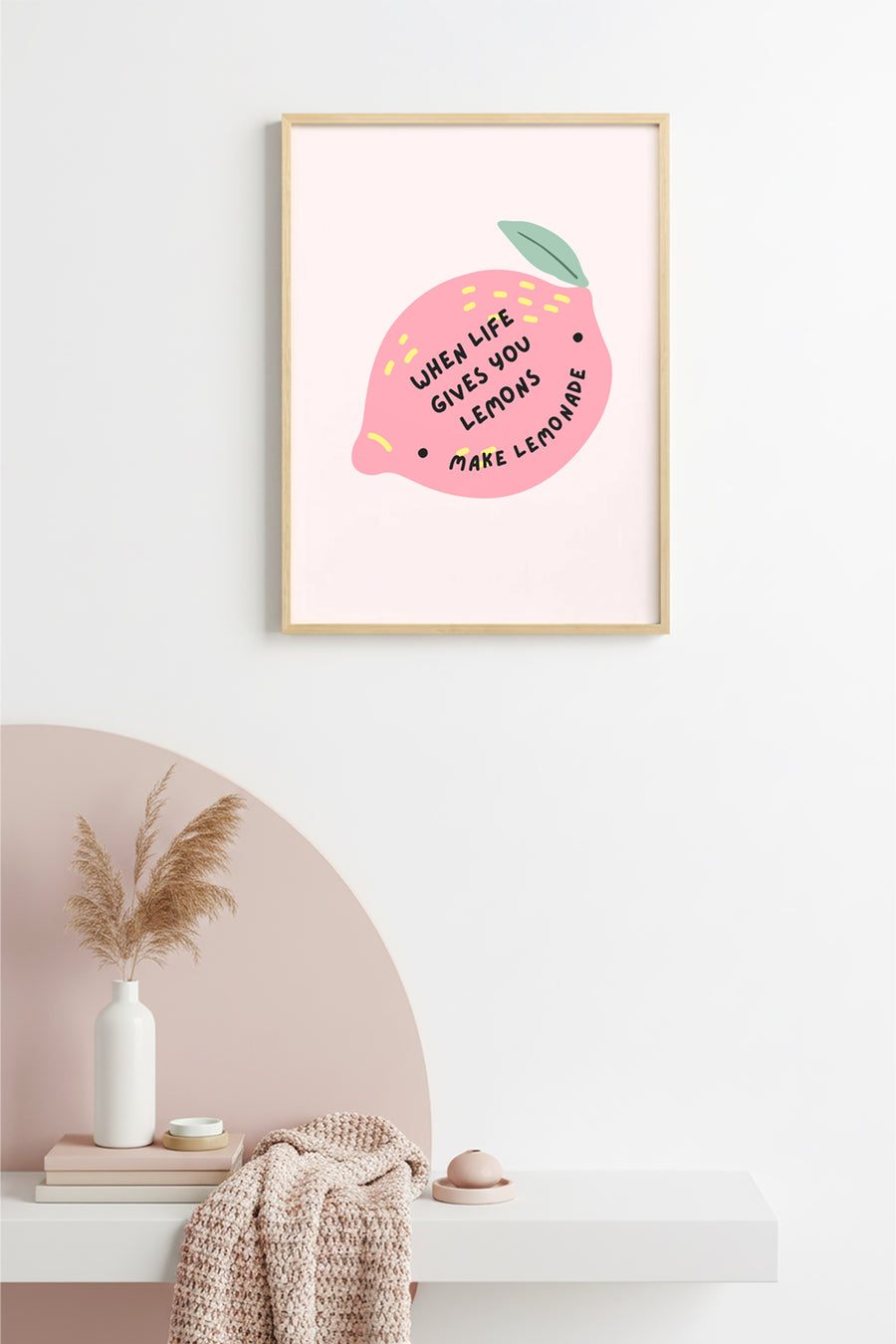 Doğal Ahşap Çerçeveli Retro Tablo - Limonata Yap Grafik Sözlü Tablo | huhu2725