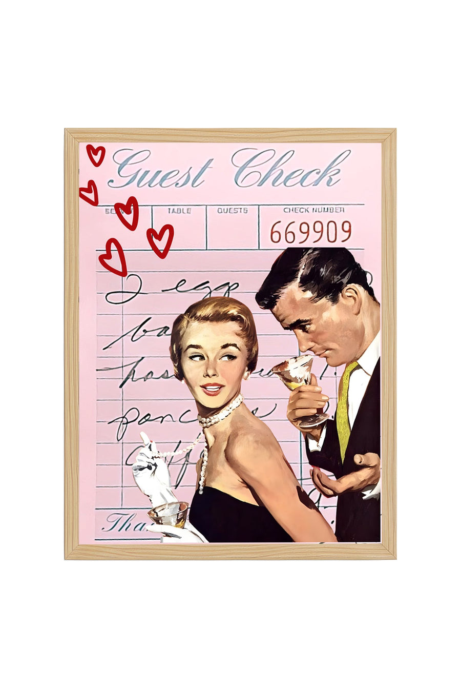 Doğal Ahşap Çerçeveli Vintage Çift Portresi Tablo - Retro Stil | huhu2729
