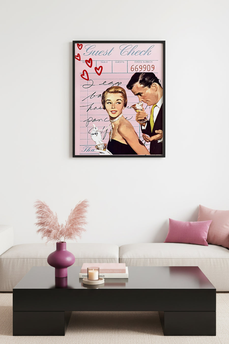 Doğal Ahşap Çerçeveli Vintage Çift Portresi Tablo - Retro Stil | huhu2729