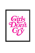 Doğal Ahşap Çerçeveli Retro Tablo - Girls Don't Cry Yazılı Pembe Tipografi | huhu2732