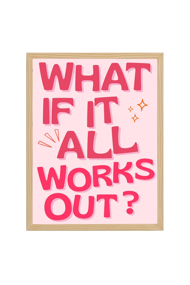 Doğal Ahşap Çerçeveli Retro Pop Art Tablo - What If It All Works Out? | huhu2736